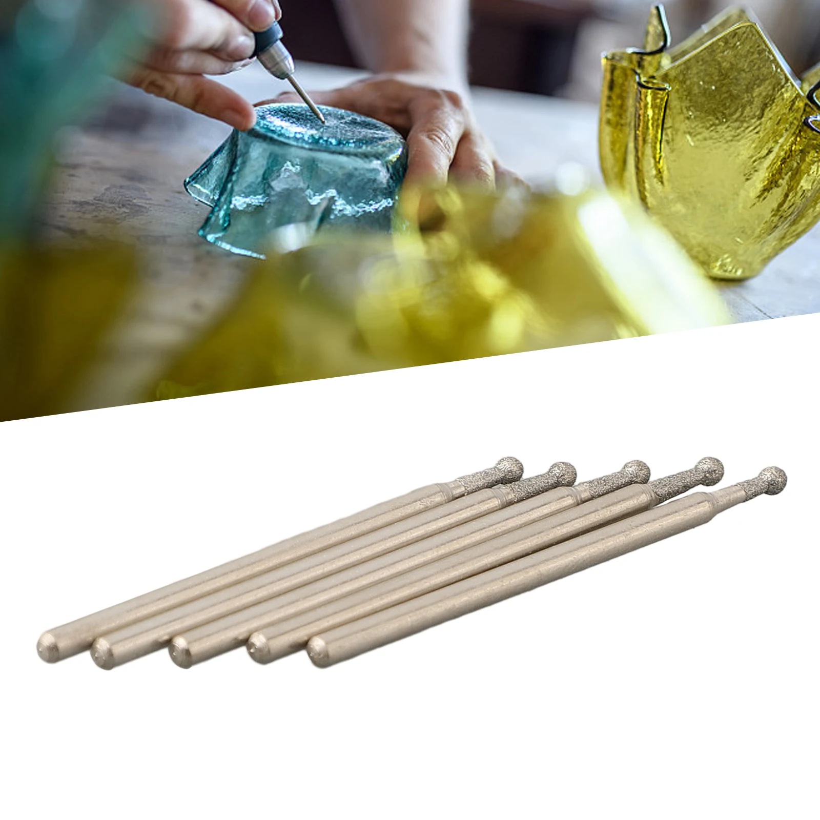 0.5mm-3mm Bal Ronde Roterende Burr Boren Schacht Glas Carving Slijpen Carving Polijsten Boren Set