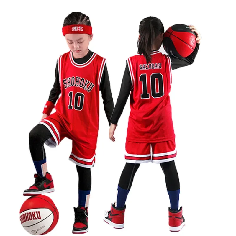 Anime Shohoku Kids Basketball Shirt RUKAWA Sakuragi Basketball Jersey Outdoor Sports Child Set Cosplay Youth Basketball Uniform