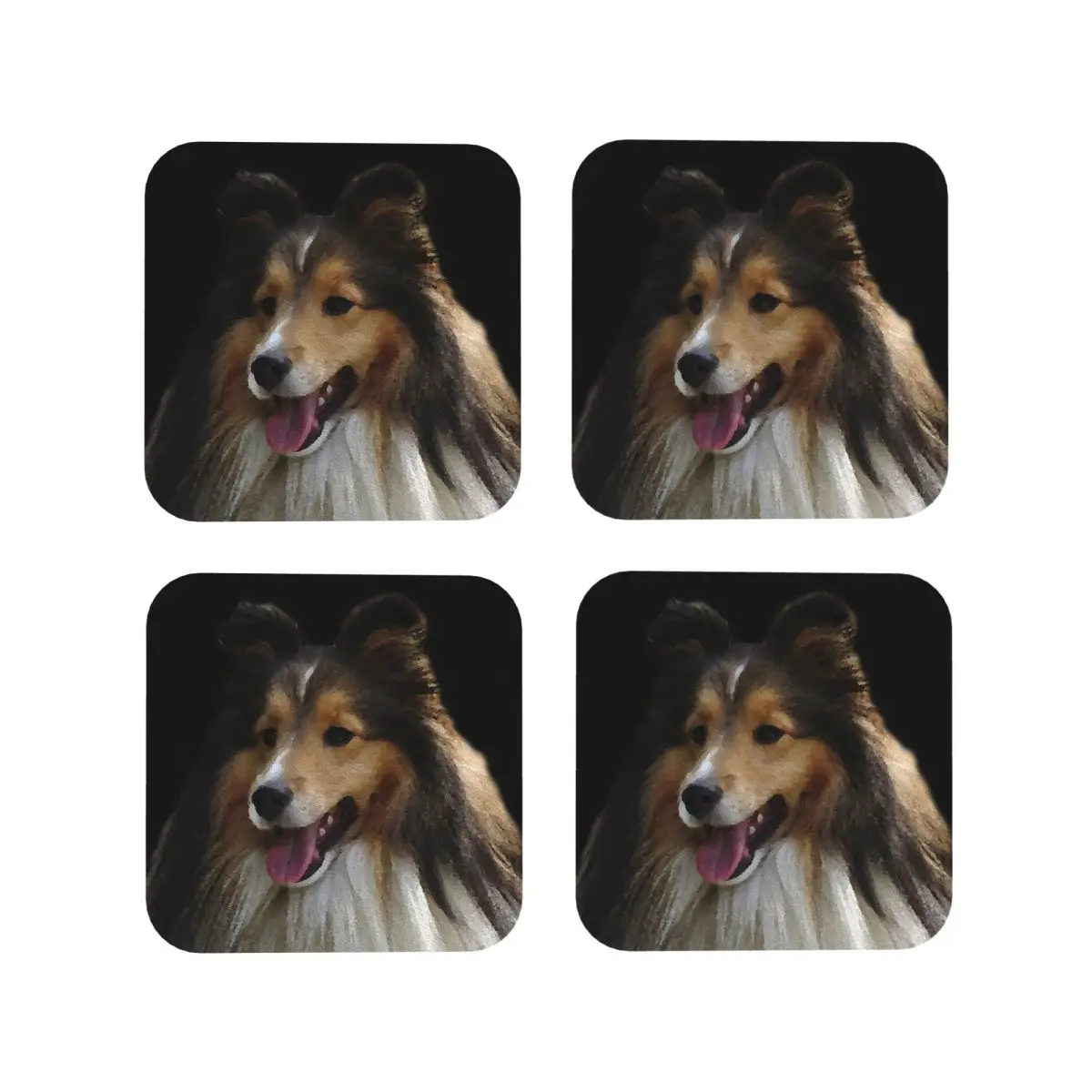 

Подставки для собак Sheltie, кухонные салфетки, нескользящие изоляционные коврики для чашек, кофейные коврики для декора, домашняя посуда, подушечки, набор из 4 шт.