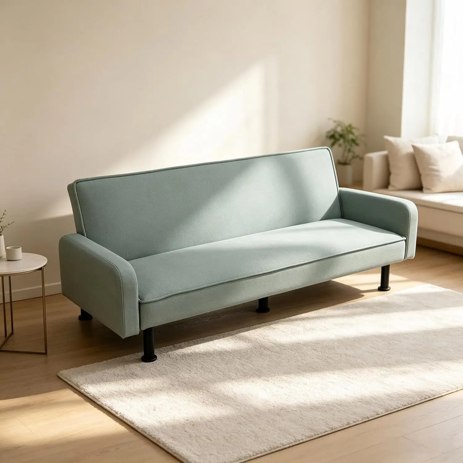 Convertible Sleeper Sofa Bed, Modern Fold Out Couch & 2-Seater Loveseat Chair for Living Room, Bedroom, Small Spaces, Comfy Lounge, Adjustable Angle, Lake-Green Calico