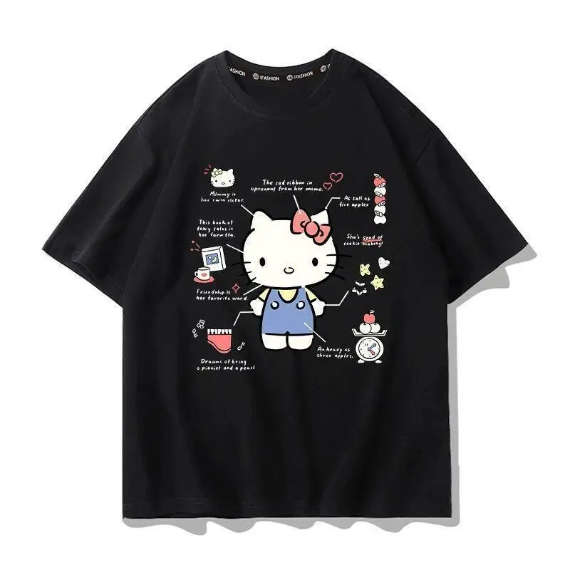 Sanrio Short Sleeved T-Shirt, Pompom Purins Girls' Summer Slimming Cartoon Cute Pure Cotton Loose Fitting Clothes Leisure Tops