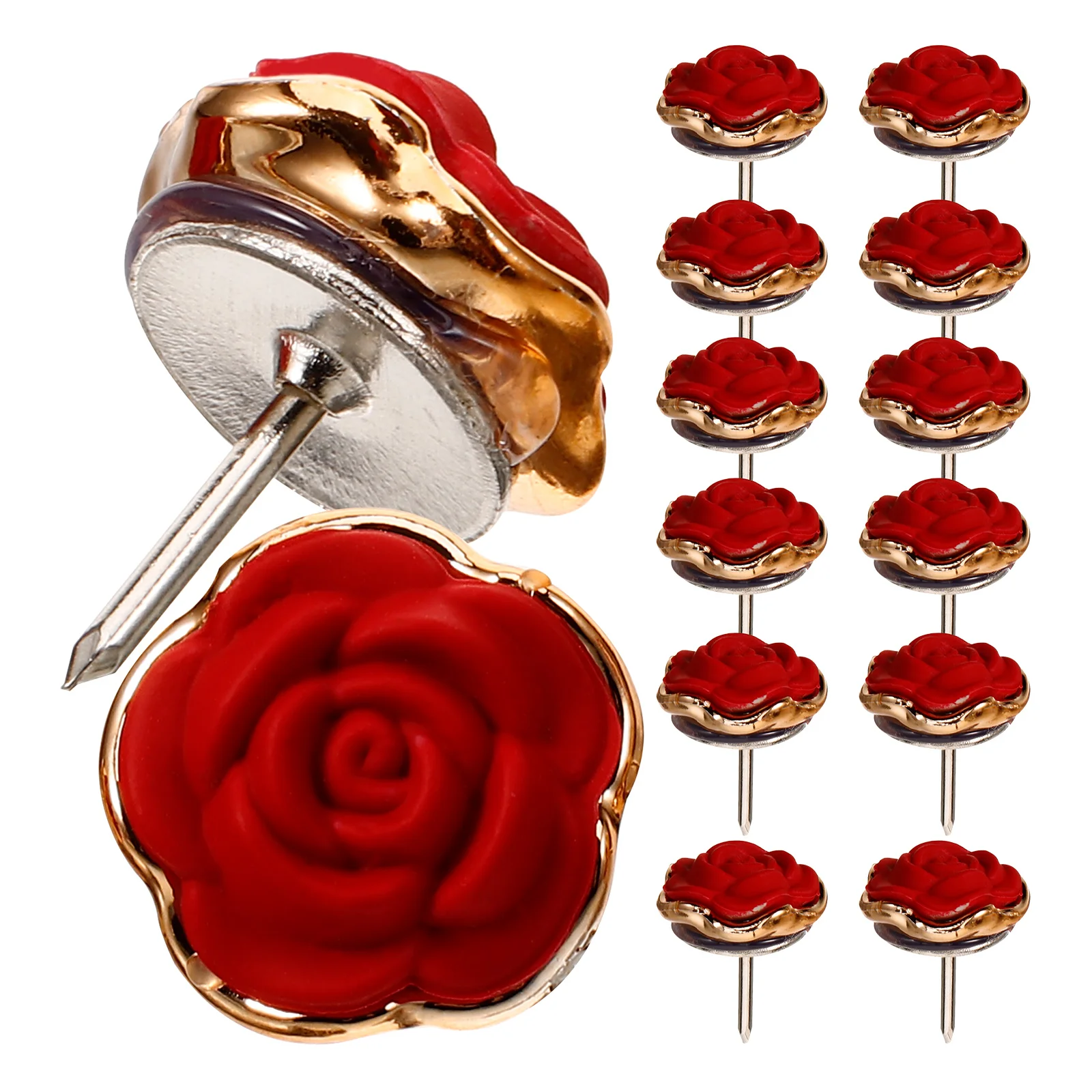 

30 Pcs Rose Flower Decorative Needle Small Thumb Tacks Map Supplies Pushpins Metal Daily Use Resin Compact Shaped