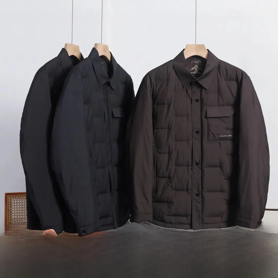 

Men's Casual down Jaet Lightweight Warm 90 White Du down irt Collar Outerwear Polyester Fiber Long Sve Regular Fit