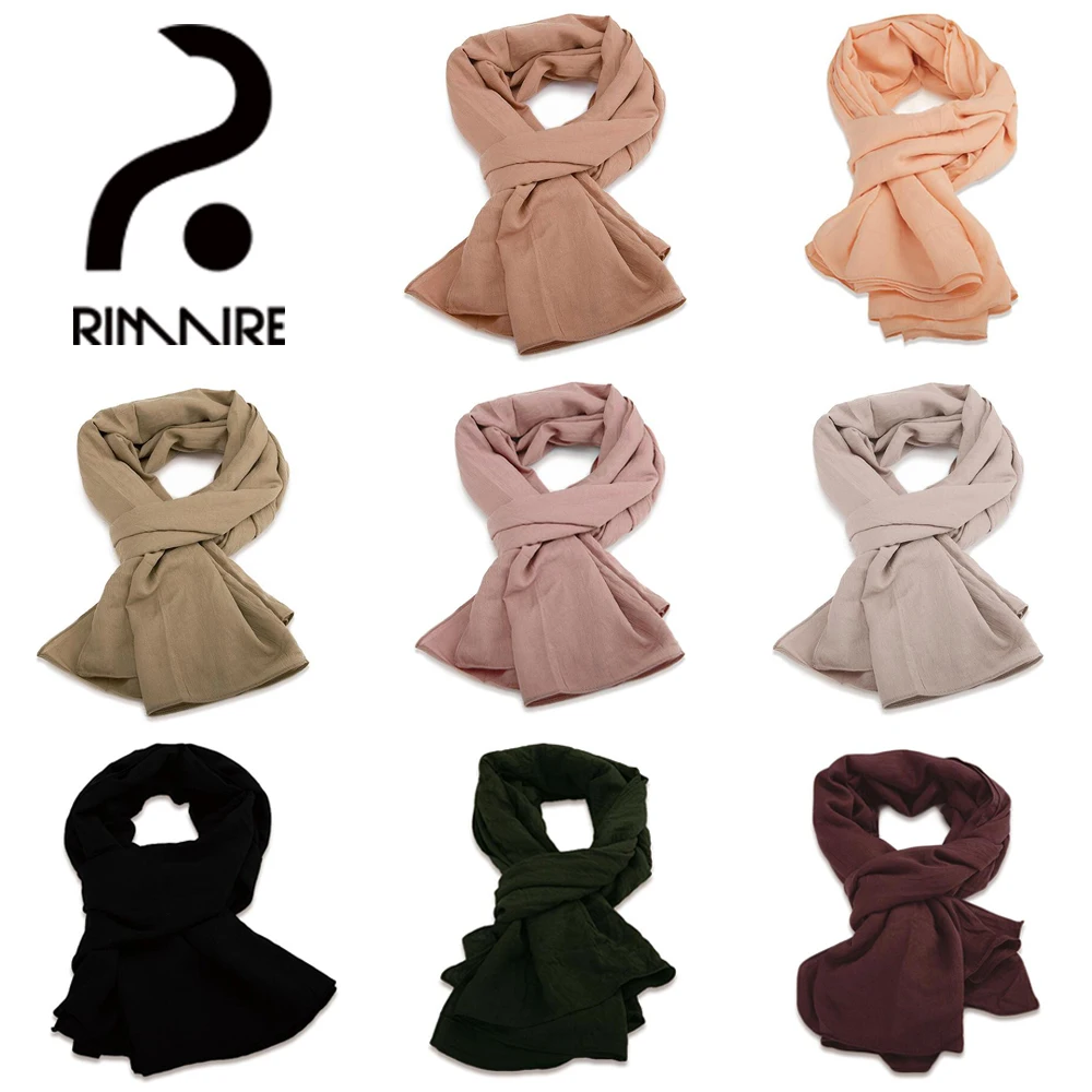 Solid Black Women Muslim Hijabs Soft Cotton Turban Breathable Scarf High Quality Headband Ladies Headscarf Shawl Wrap RIMAIRE