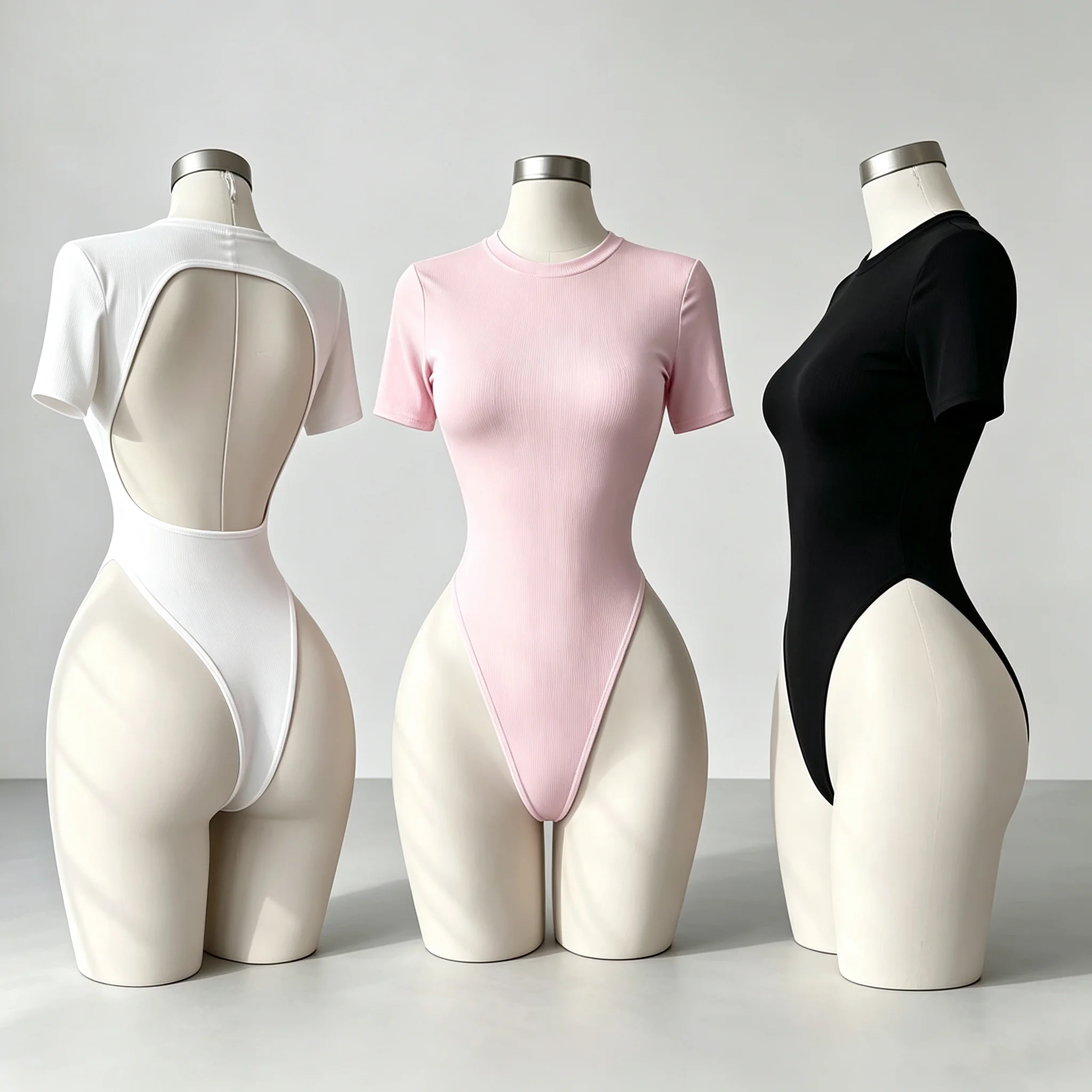 Body de Mujer Básico de Color Sólido y Alta Calidad con Espalda Descubierta