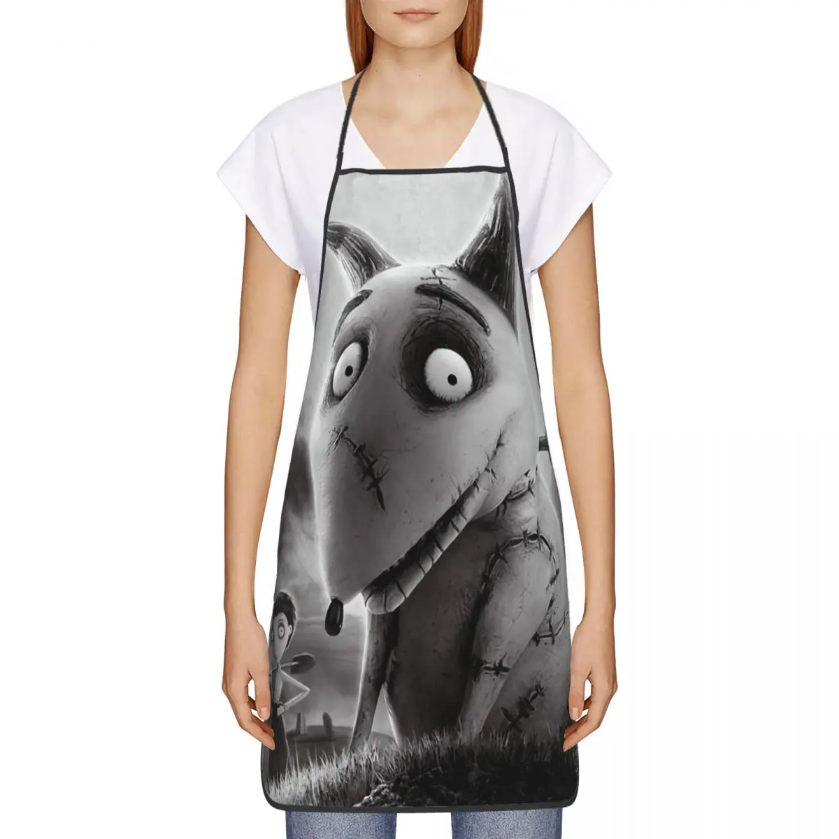 Custom Halloween Horror Sparky Dog Bib Aprons Women Men Unisex Kitchen Chef Frankenweenie Tablier Cuisine for Cooking Baking