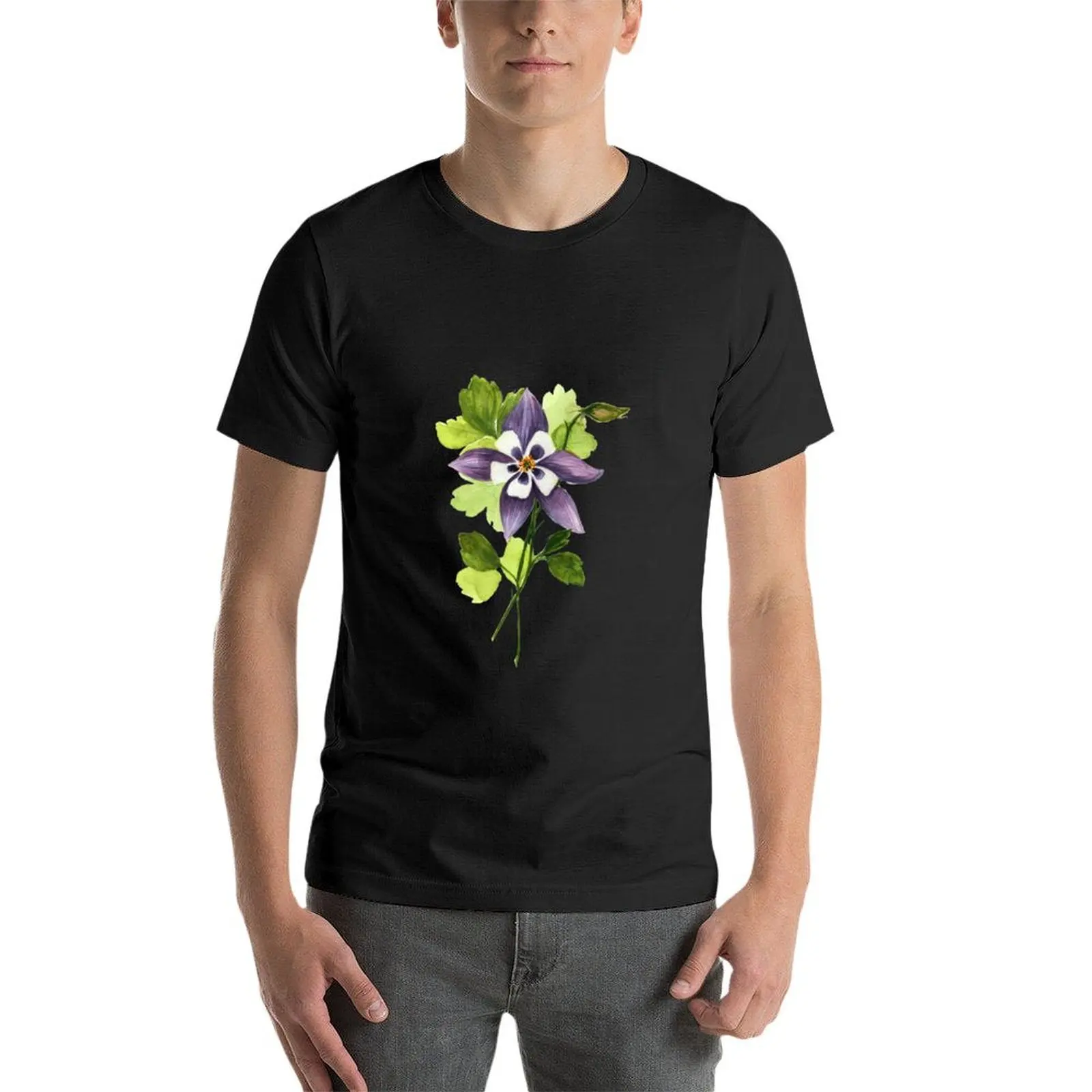 T-shirt avec motif floral de colombine pour homme, sublime, personnalisé, concevez le vôtre, grandes tailles