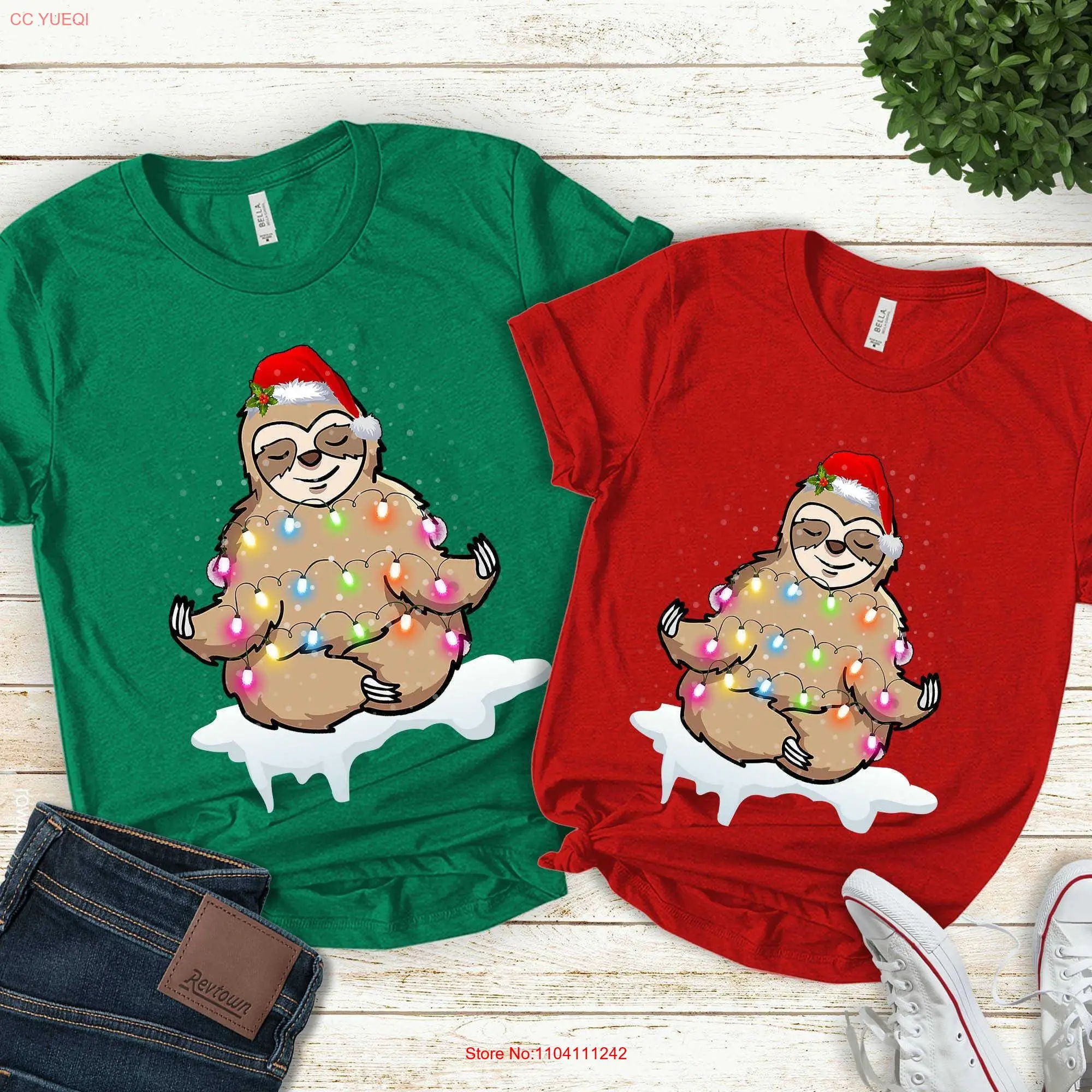 الكسل عيد الميلاد تي شيرت عيد ميلاد سعيد الكسل اليوغا عاشق امرأة بيلاتيس K 16112208 أكمام طويلة أو قصيرة #1