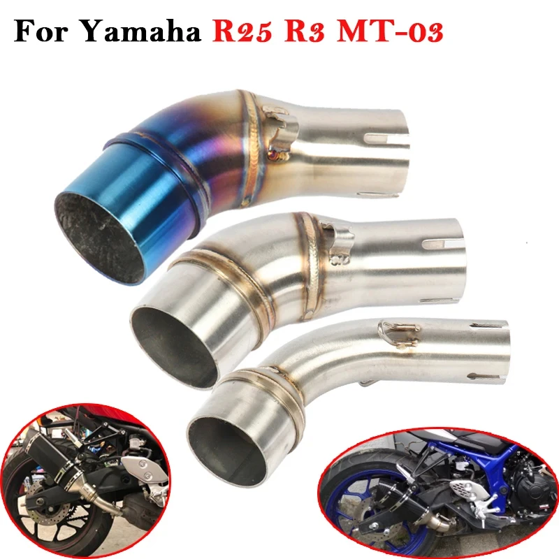 Für Yamaha R3 R25 Hochwertiger Motorrad-Auspuff-Schalldämpfer Mittleres Edelstahl-Verbindungsrohr Universal 51mm