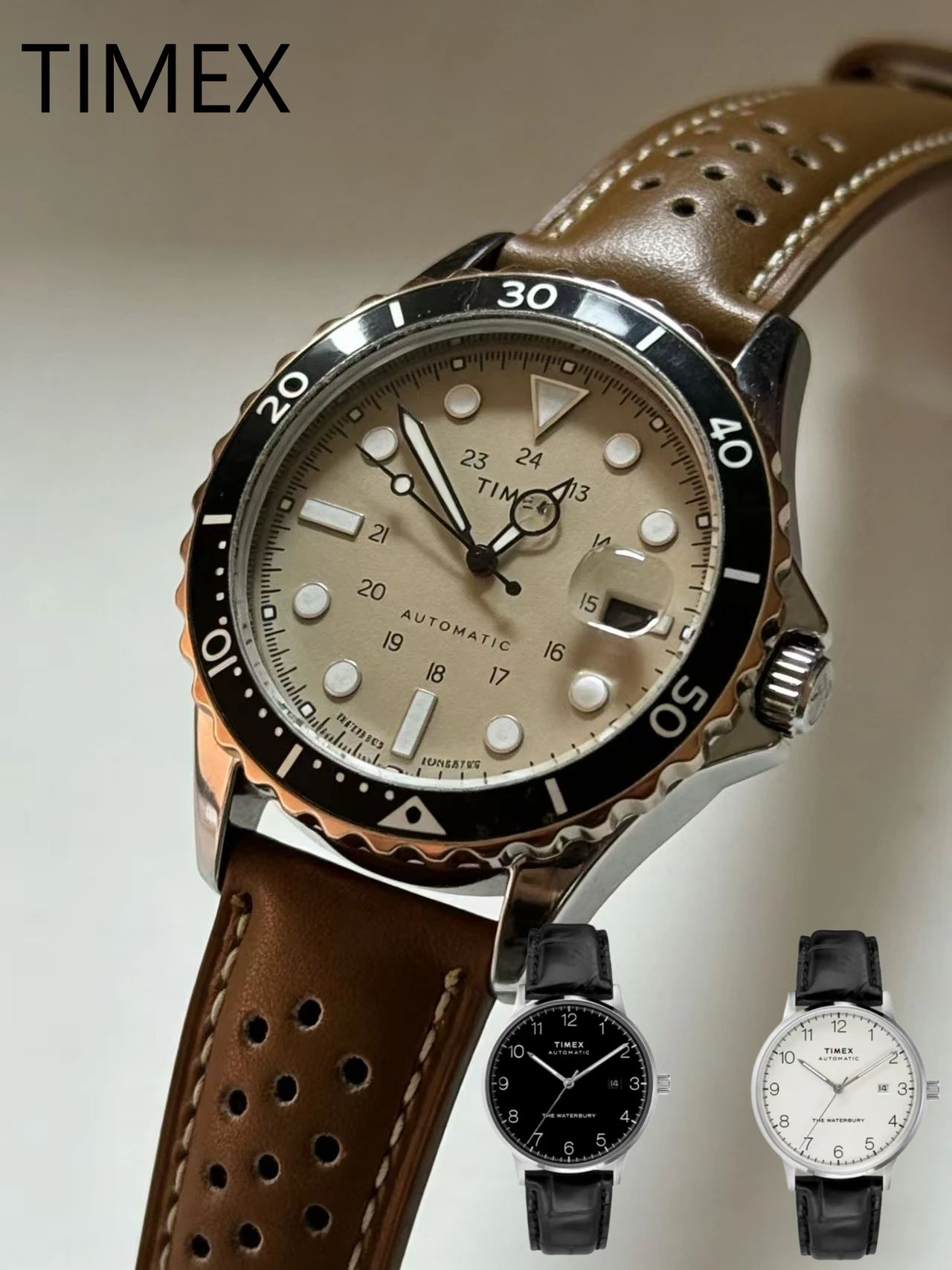 TIMEX 3-Color Belt Mechanical Watch Automatic Fashion Sports Watch Automatic Winding Belt Sports Waterproof Watch Luxury Watch