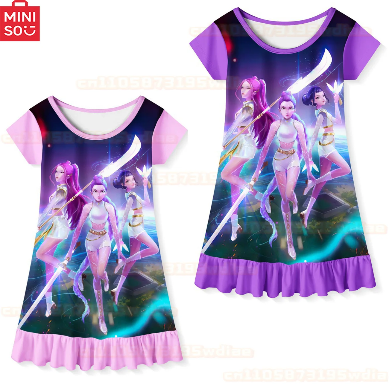 

Huntrix Rumi Mira Zoey Costume Kids Kpop Demon Hunters Cosplay Dress for Baby Girls Summer Nightgown Carnival Party Vestidos