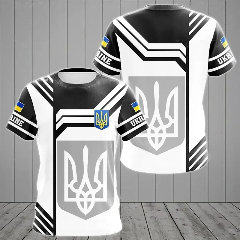 Fashion New Ukrainian Flag Graphic 3D Print T-shirt Ukrainian Emblem Men’s Sports Tops National Day Gifts Personalized Tee