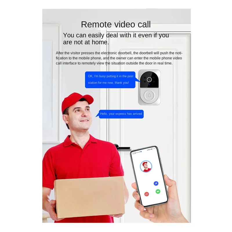 Умный беспроводной дистанционный видеодверной звонок с перезвоном Wi-Fi, дверной звонок, белый умный дверной звонок Cam-ABJU