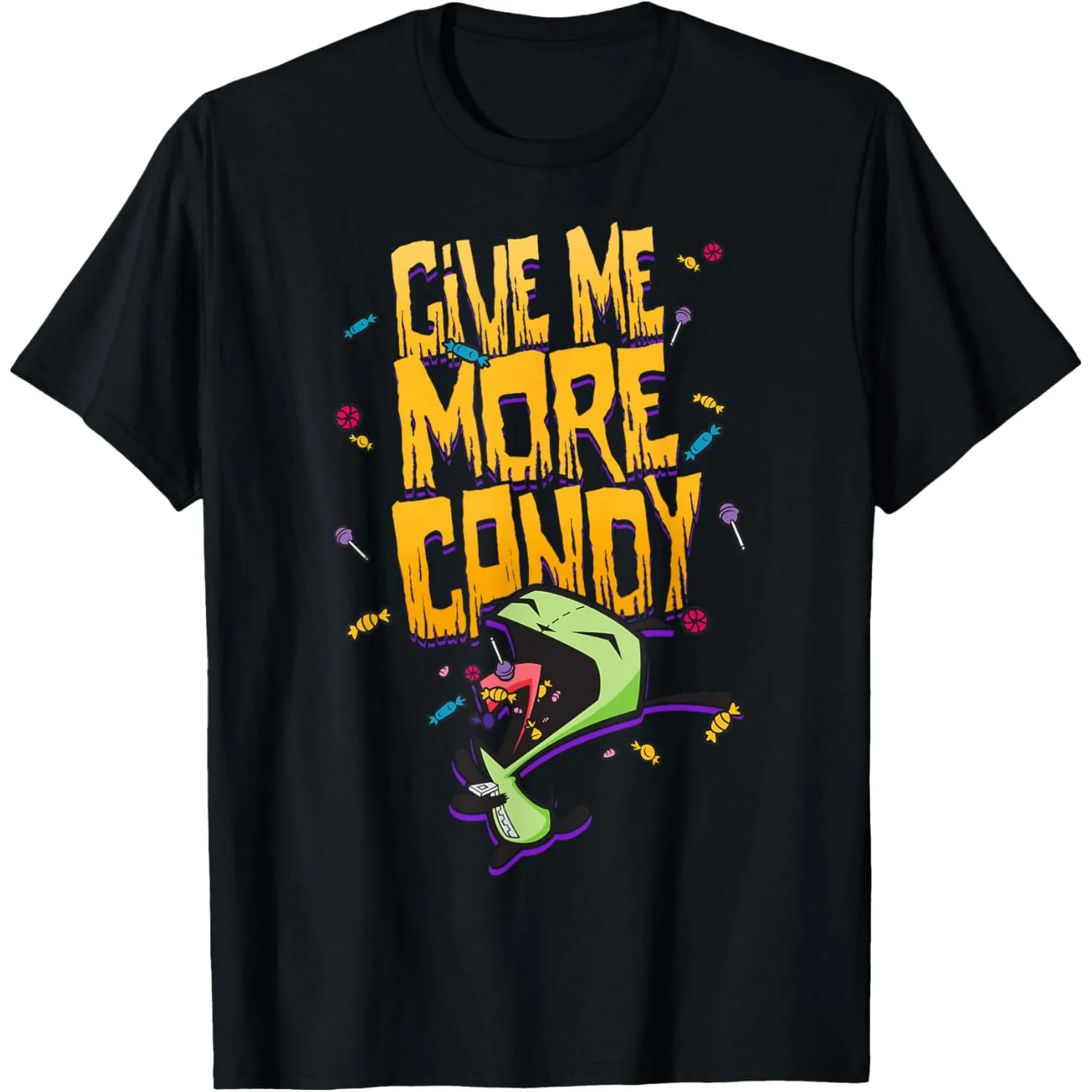 

Invader Zim Gir Give Me More Candy Halloween Graphic Tee Cotton T-Shirt for Men