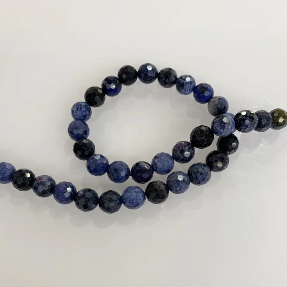 Perles de taille à facettes en pierre naturelle Dumortierite, petites perles minérales rondes et amples pour la fabrication de bijoux, bracelet DIY, 4, 6, 8, 10mm