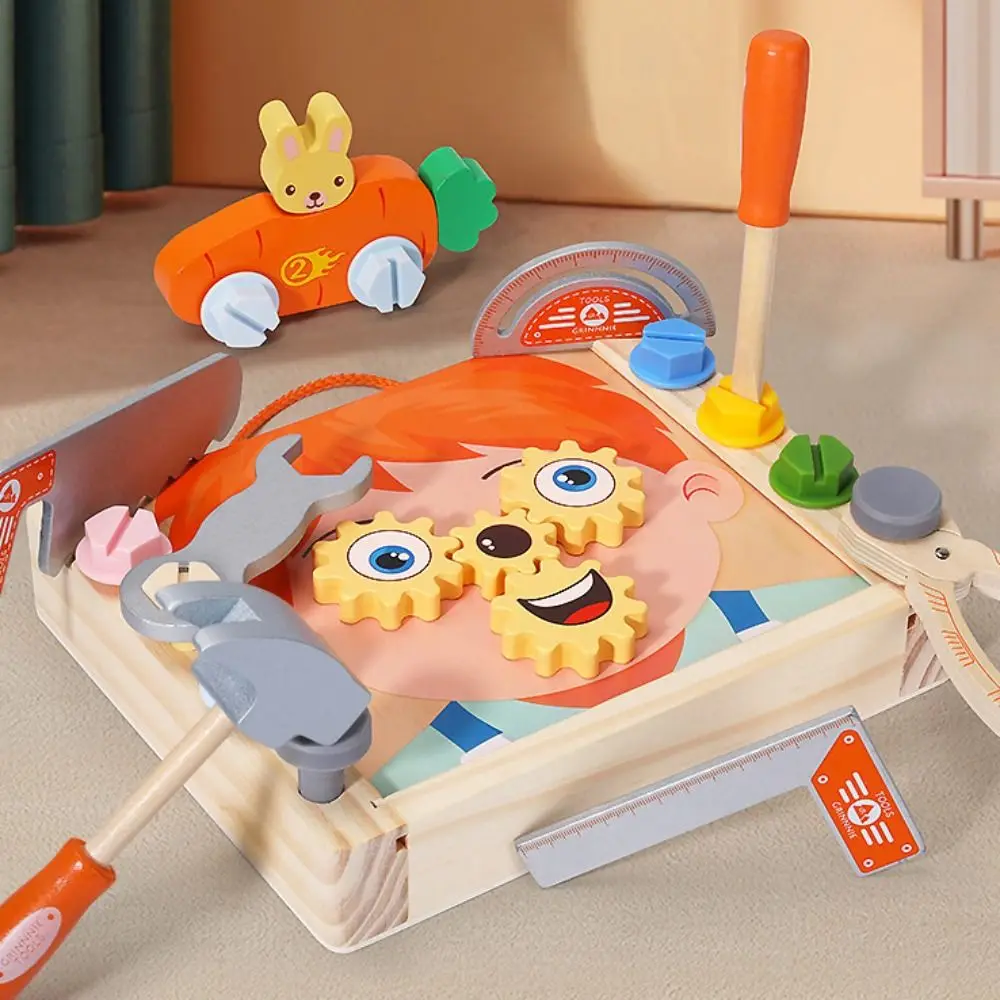 Caja de herramientas de madera para niños, juguete Montessori, herramientas de juego de imitación, rompecabezas, juego de desmontaje, educación temprana desmontable