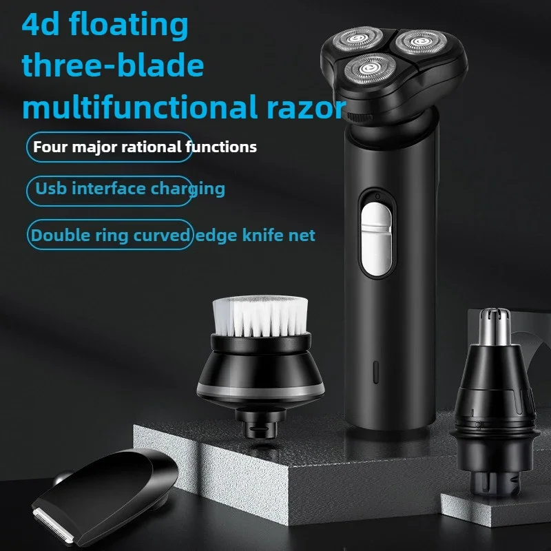 

Мужская электробритва 3-в-1: многофункциональная, перезаряжаемая, портативная, моющаяся машинка для бритья бороды с 3 плавающими головками