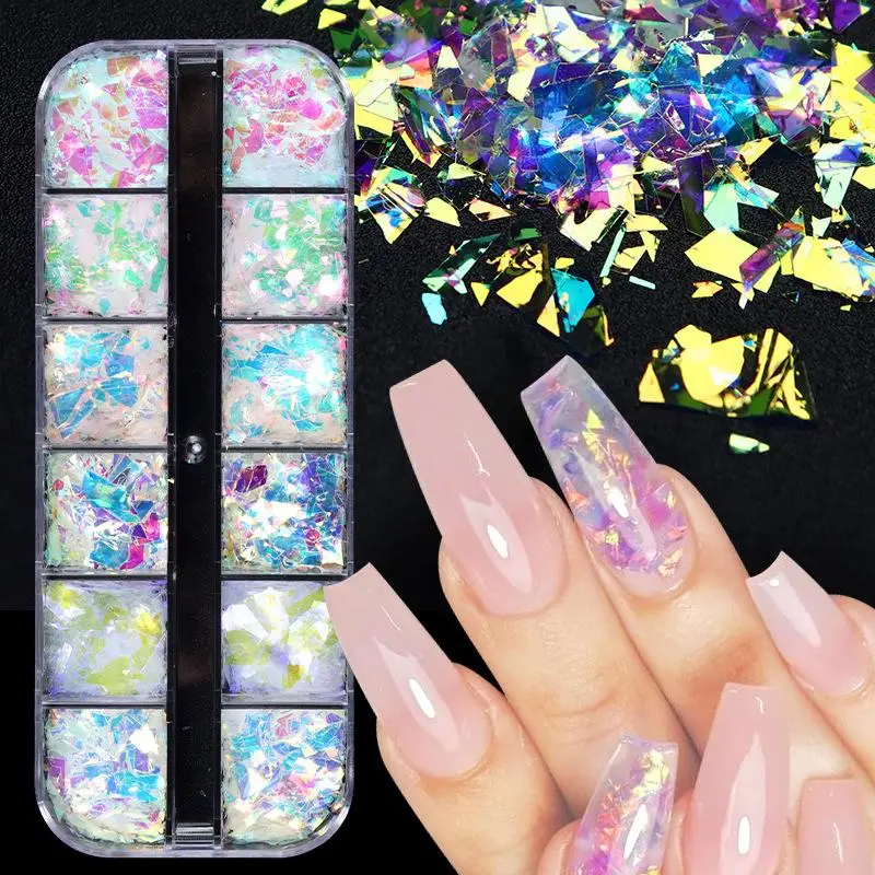 1Box 1Box Aurora Dreamy Nail Sequins Irregular Simulated Cloud Brocade Nail Glitter Accessories for DIY Nail Art Decoration