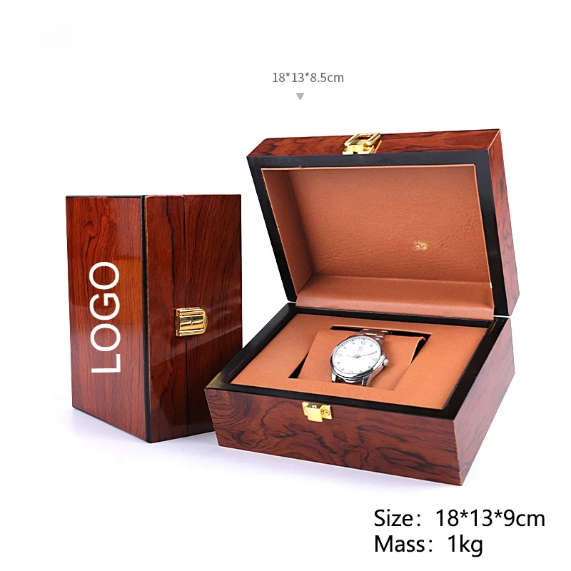 Customizable Logo High Grade Baking Varnish Surface Brown Watch Box Grey Watches Case  Boxes for Luxury Gift  Jewlery Organizer