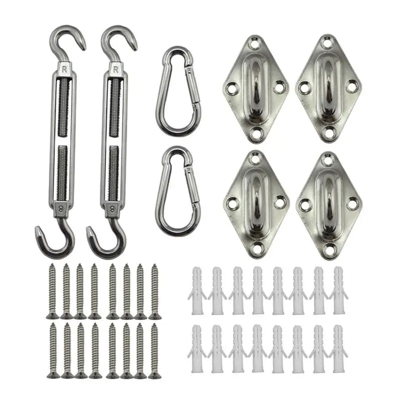 

Sun Shade Sail Hardware Kit 24 Pcs Sun Shade Sail Installation Set 304 Grade Stainless Hardware Kit For Triangle Rectangle