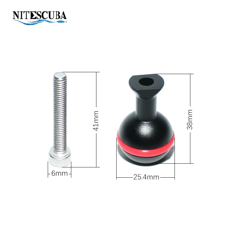 Nitescuba Diving Aluminum Ball Adaptor Flash Light Ball Mount 1 Inch Standard For Butterfly Clip Ys To Tray Torch Adapter