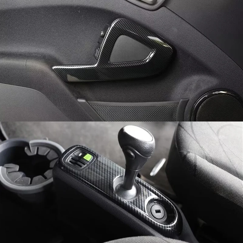 For Smart Brabus 451 Fortwo Carbon Fiber Color Car Interior Stickers Full Set Decoration Steering Wheel Modification Accessories