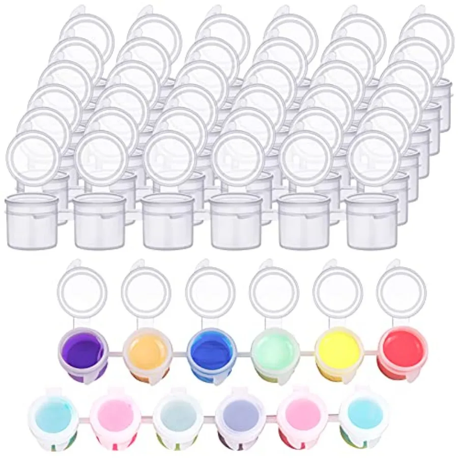 

36 Pcs Empty Paint Pots, Small Paint Containers with Lids, Easy Open Acrylic Paint Cups with Lid Paint Strips for Classroom Sch