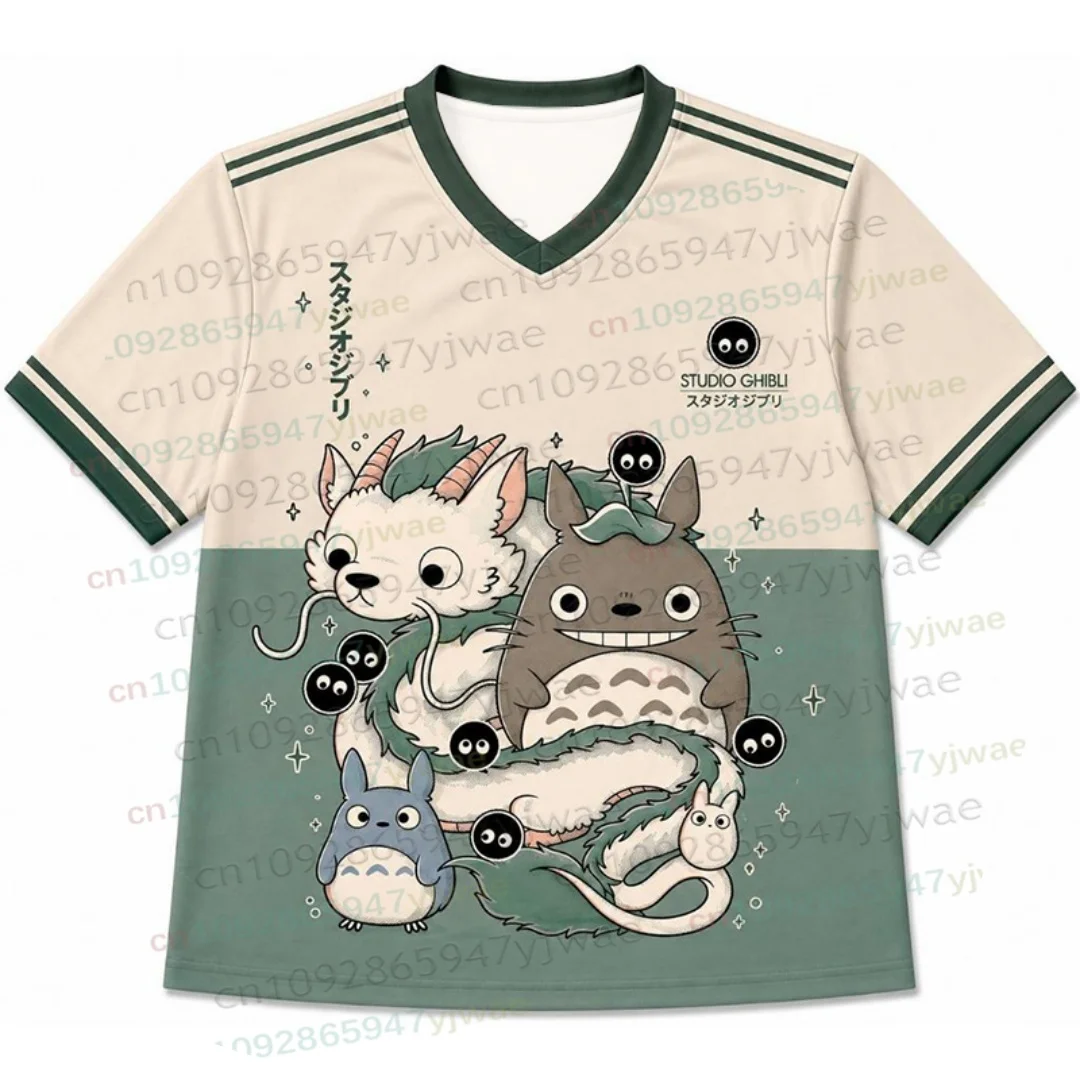 Herrenhemd, Damen-T-Shirt, Anime-Design „Nächster Nachbar Totoro“, T-Shirt mit V-Ausschnitt, kurzärmeliges Sport-T-Shirt, Freizeitkleidung, Streetwear, Hip-Hop, Herrenbekleidung. – Detail 4