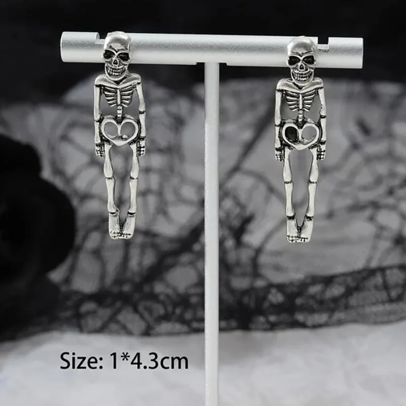 Neue Halloween Schädel Skelett Ohrringe für Frauen Mode Trend Gothic Schmuck Geschenk Hip Hop Rock Coole Dropped Ohrringe Männer – Detail 5
