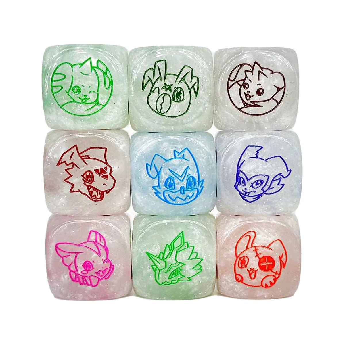 

2 шт./компл. Diy Self Made Digimon Adventured Terriermon пластиковые игральные кости Dtcg V-Mon Guilmon настольная игра пластиковые кости аниме-карта подарочная игрушка