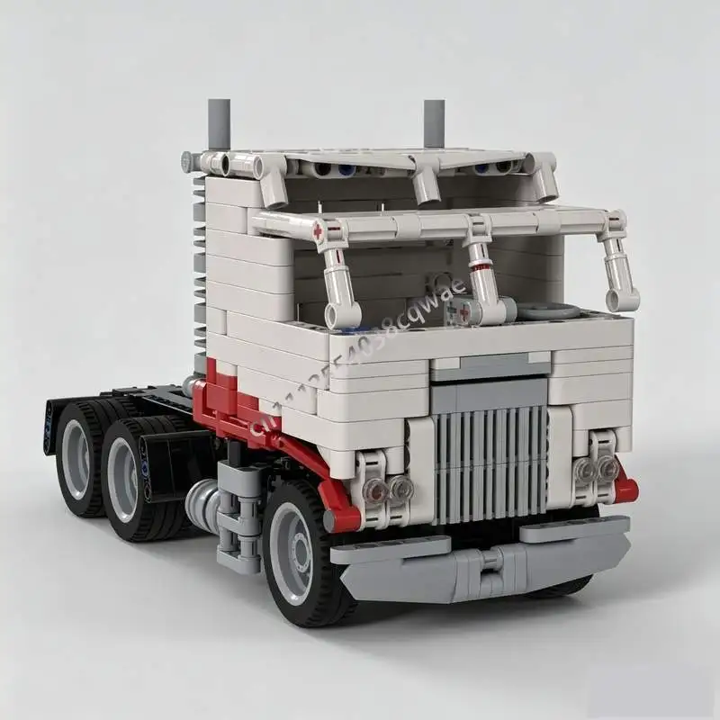 644PCS Retro Flat Front Heavy Transport Tractor Truck MOC Model Custom Puzzle DIY Creative Tech Assembly Toy Blocks Holiday Gift