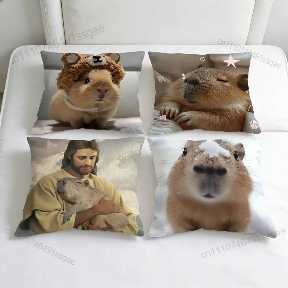 

Cute Pet C-Capybara Fashion Square Pillow Case Durable Throw Pillow Cover for Sofa Couch Chair