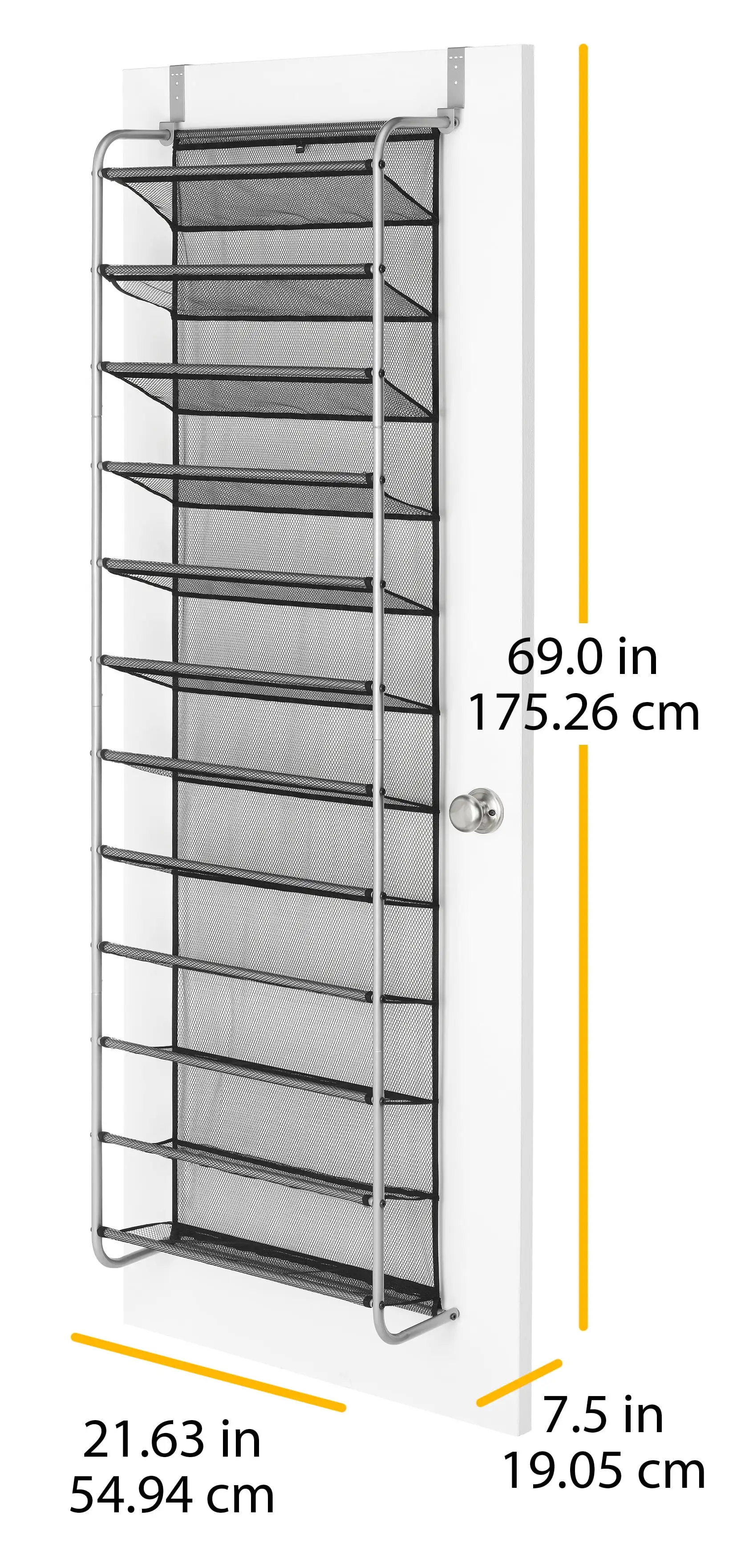 Mainplaces-Sapateira Sobre a Porta, Metal, Cinza, 12-Nível, 36 Pares