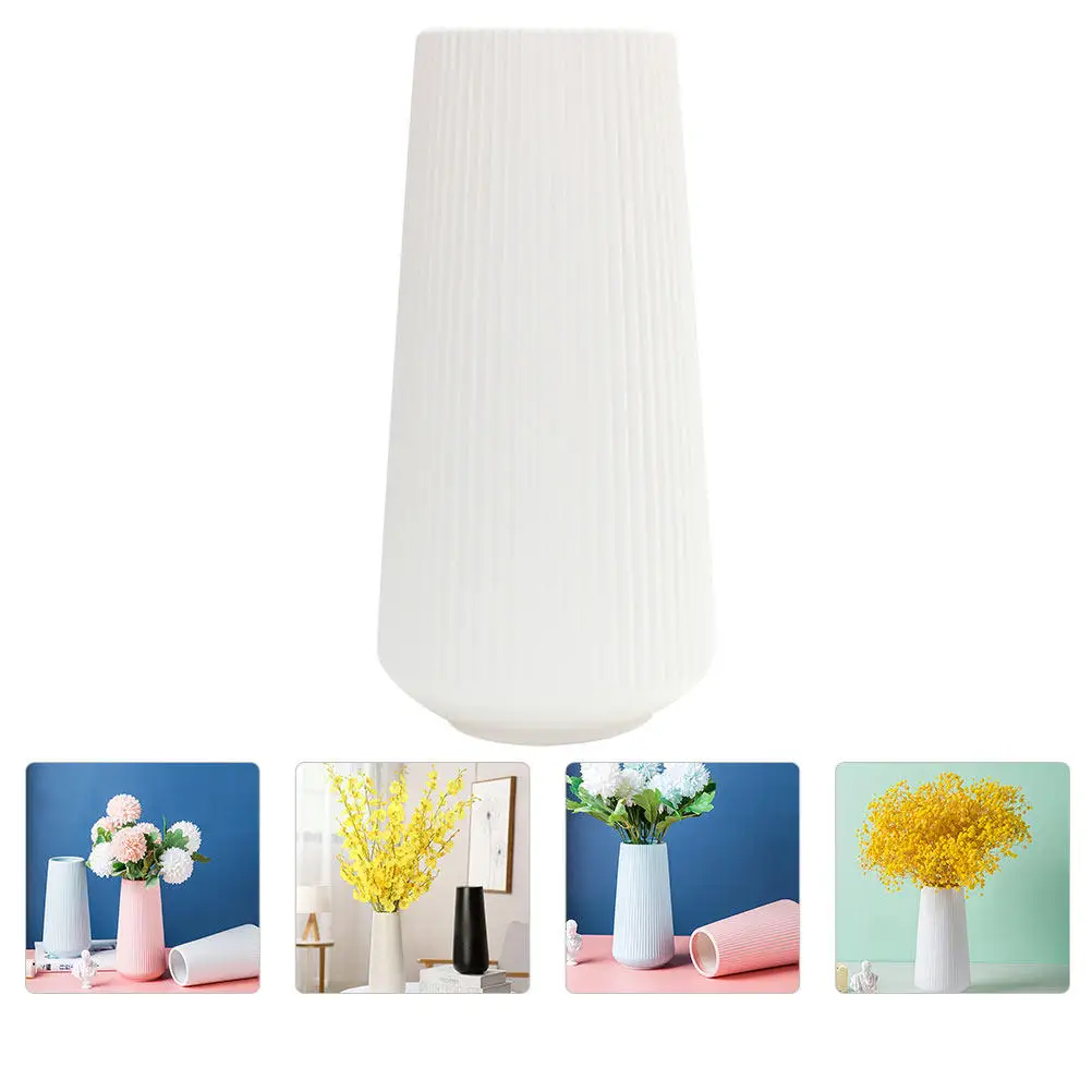 1Pcs Plastic Vase Simple Style White Dried Flower Decoration Pot Flower Arrangement Home Decoration Plastic Vase