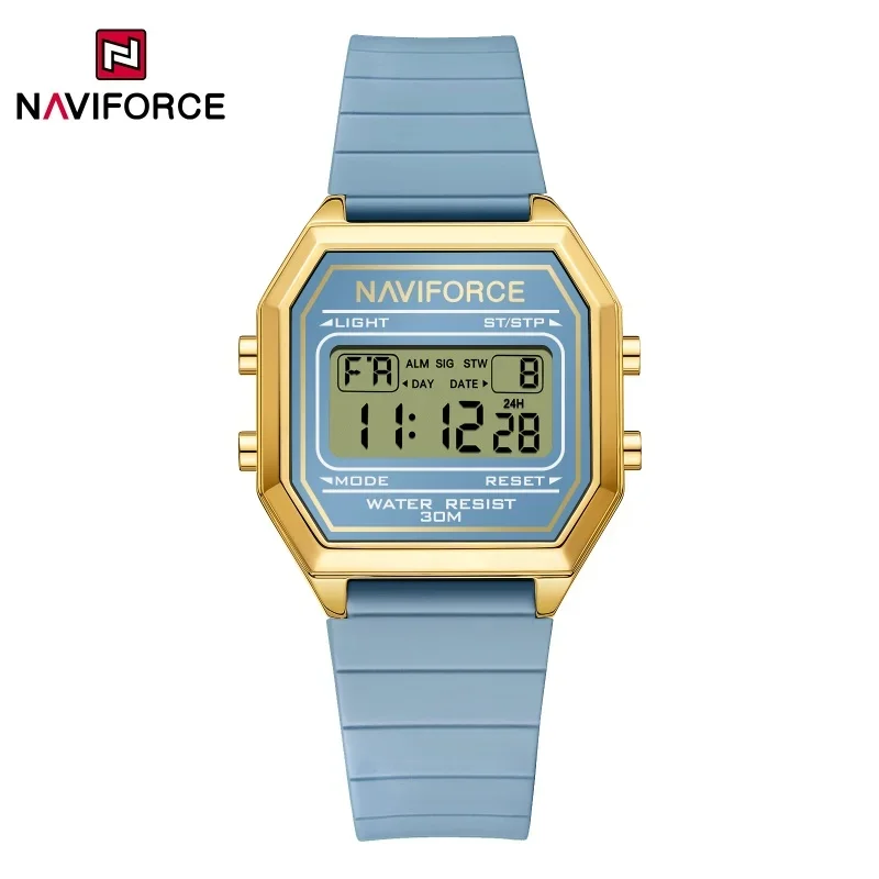 NAVIFORCE NF5063T Woman Watches Sports Watch Silicone Strap 3ATM Waterproof Time Display LCD Digital Watch