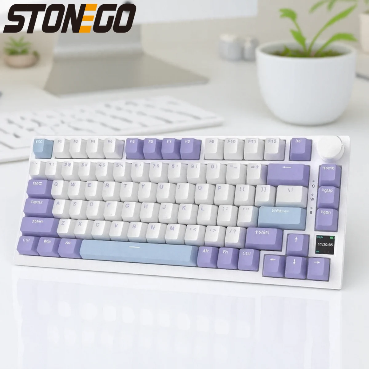 คีย์บอร์ดแบบ Hot Swap 75 ปุ่ม พร้อมไฟ RGB LED หน้าจอ TFT แบตเตอรี่ 4000mAh เชื่อมต่อแบบ BT 24G แบบมีสาย ควบคุมด้วยปุ่มหมุน สำหรับอีสปอร์ต รองรับ Windows และ Mac