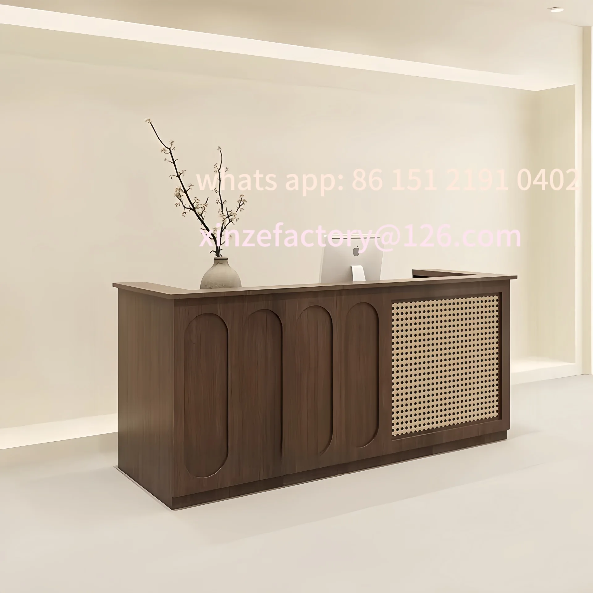 

Customizable reception cabinet rattan bar counter antique display booth checkout page