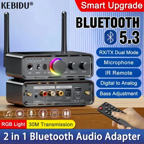 RGB Bluetooth 5.3 오디오 송신기 수신기 DAC 디지털-아날로그 변환 DSP 6.5MM 마이크 가라오케 Hifi 무선 어댑터