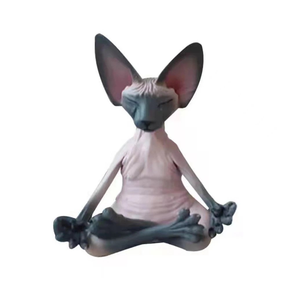 

A56P-Resin Meditation Yoga Cat Cat Statue Art Decor Sculpture Desk Home Garden Statue