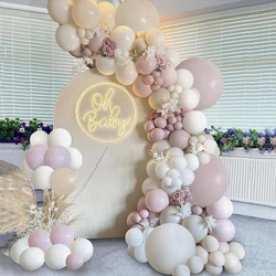 144pcs Boho Fog Pink Ballloon Garland Arch Beige Sand White Balloon Kit for Birthday Party Girl Baby Shower Wedding Decorations