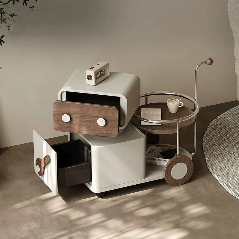 Multi-Functional Walnut Color Wood Side Table Living Room Furniture with Lifting Storage Coffee Table Features
