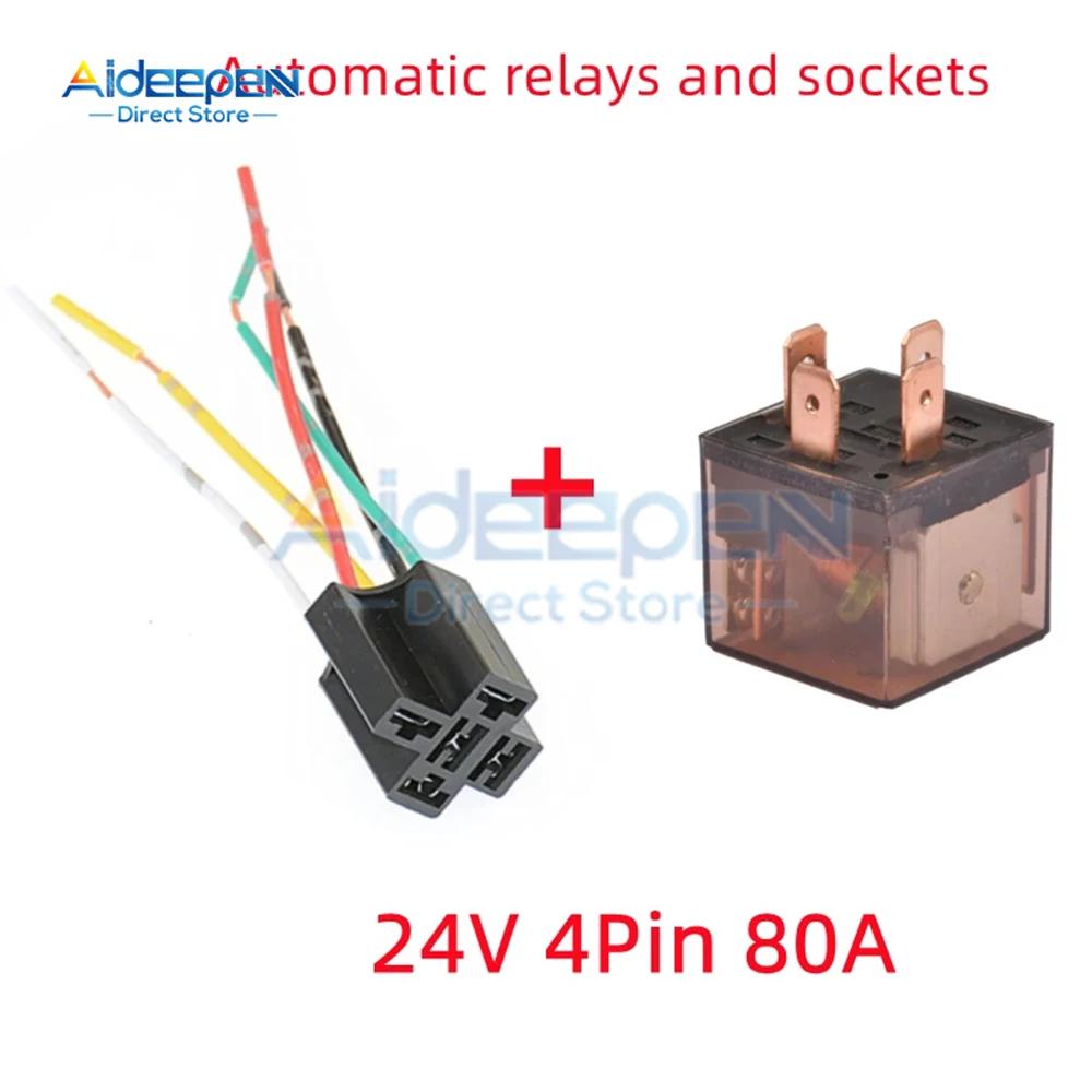 4 Pin 5 Pin 80A 100A Auto Car Relay DC 12V 24V With Mounting Hole Coil Power Automobile Control Device With Relay Socket