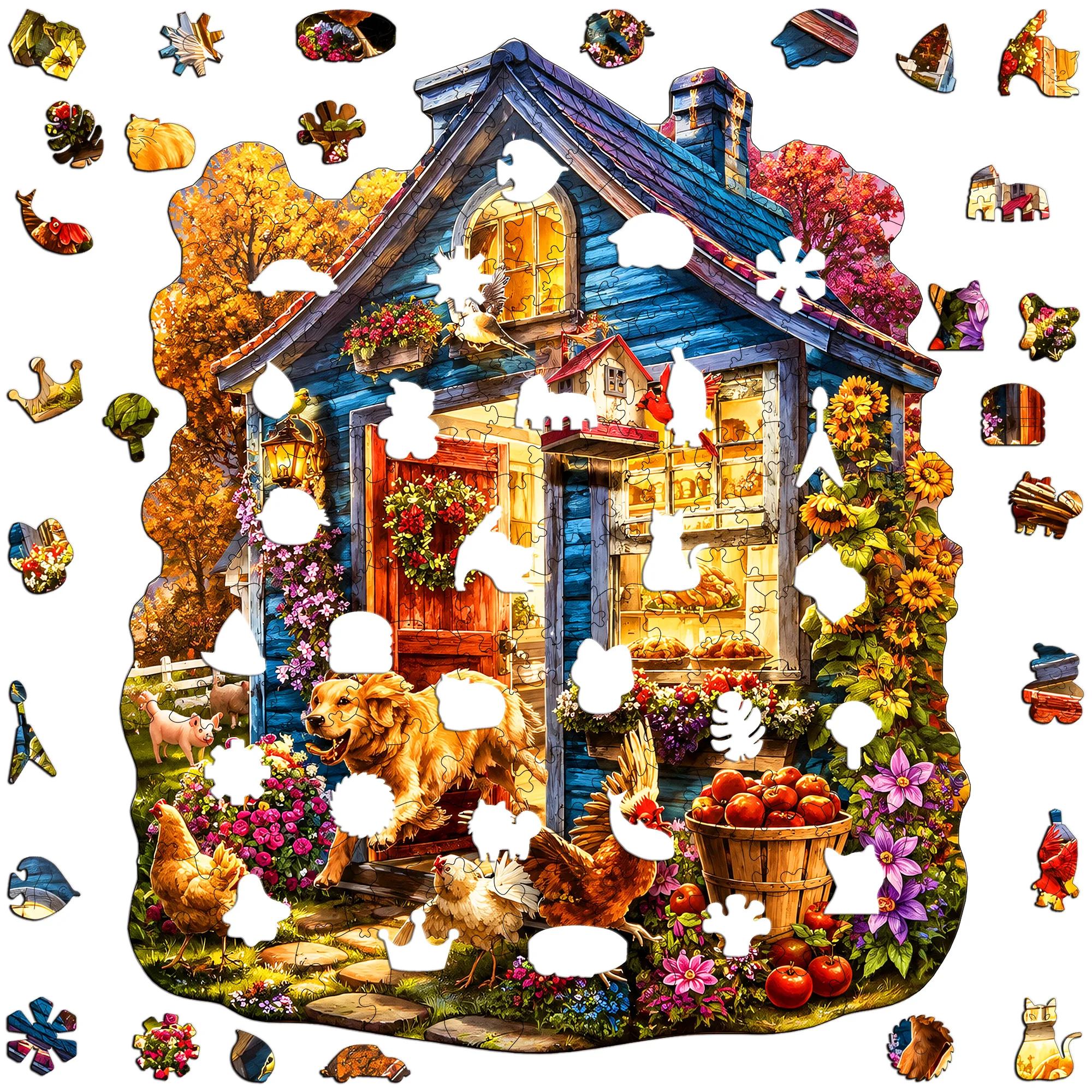 Floral Fountain Flat Wooden Puzzle - Educational Jigsaw Puzzle Toy - Tabletop Puzzle Game - Great Holiday Gift for Friends