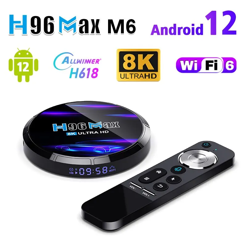 H96 MAX H618 Android 12 TV Box Allwinner H618 Quad Core Support 8K Video BT Wifi6 Google Voice Media Player Set Top Box