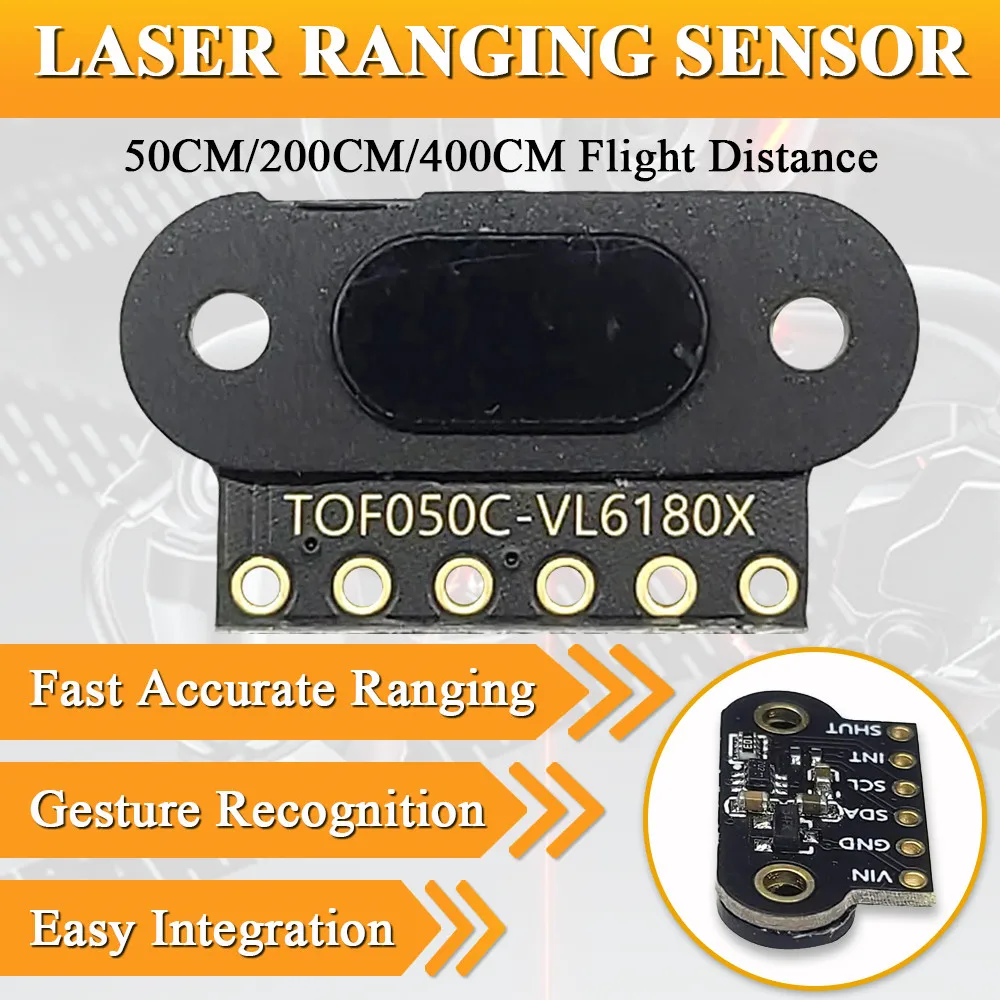 Laser Ranging Sensor Module for Arduino STM32 Measure Flight Distance 50CM 200CM 400CM I2C Output TOF050C TOF0200C TOF0400C