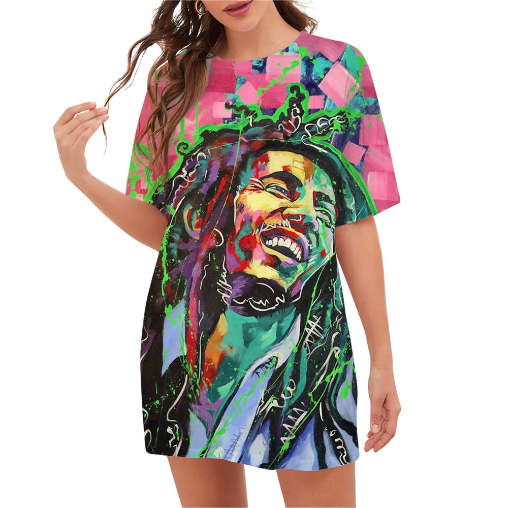 CLOOCL-T-shirt imprimé 3D Bob Marley pour femme, pull décontracté, chemisier femme, streetwear aéré, mode Harajuku