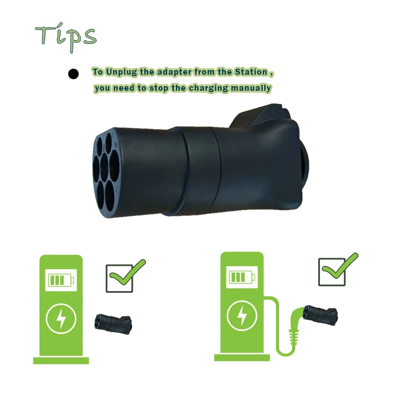 16A Single Phase EV Charger Station Converter Type 2 Male Plug to Schuko Universal Socket IEC62196 Type 2 EV Charging Adapter