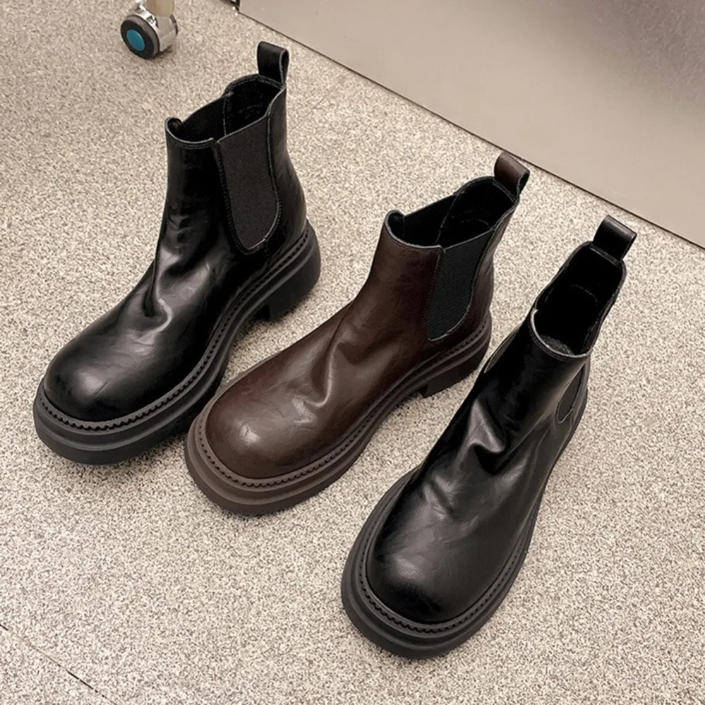 

Женские ботильоны из натуральной кожи, 2025 г., короткие ботинки с внутренней стороны, женские кожаные осенне-зимние новые женские зимние ботинки
