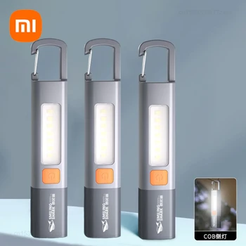 Neue tragbare Xiaomi-LED-Taschenlampe, USB wiederaufladbar, mit Haken, zoombare Taschenlampe, Outdoor, Camping, Wandern, große Reichweite, Notfalllaterne