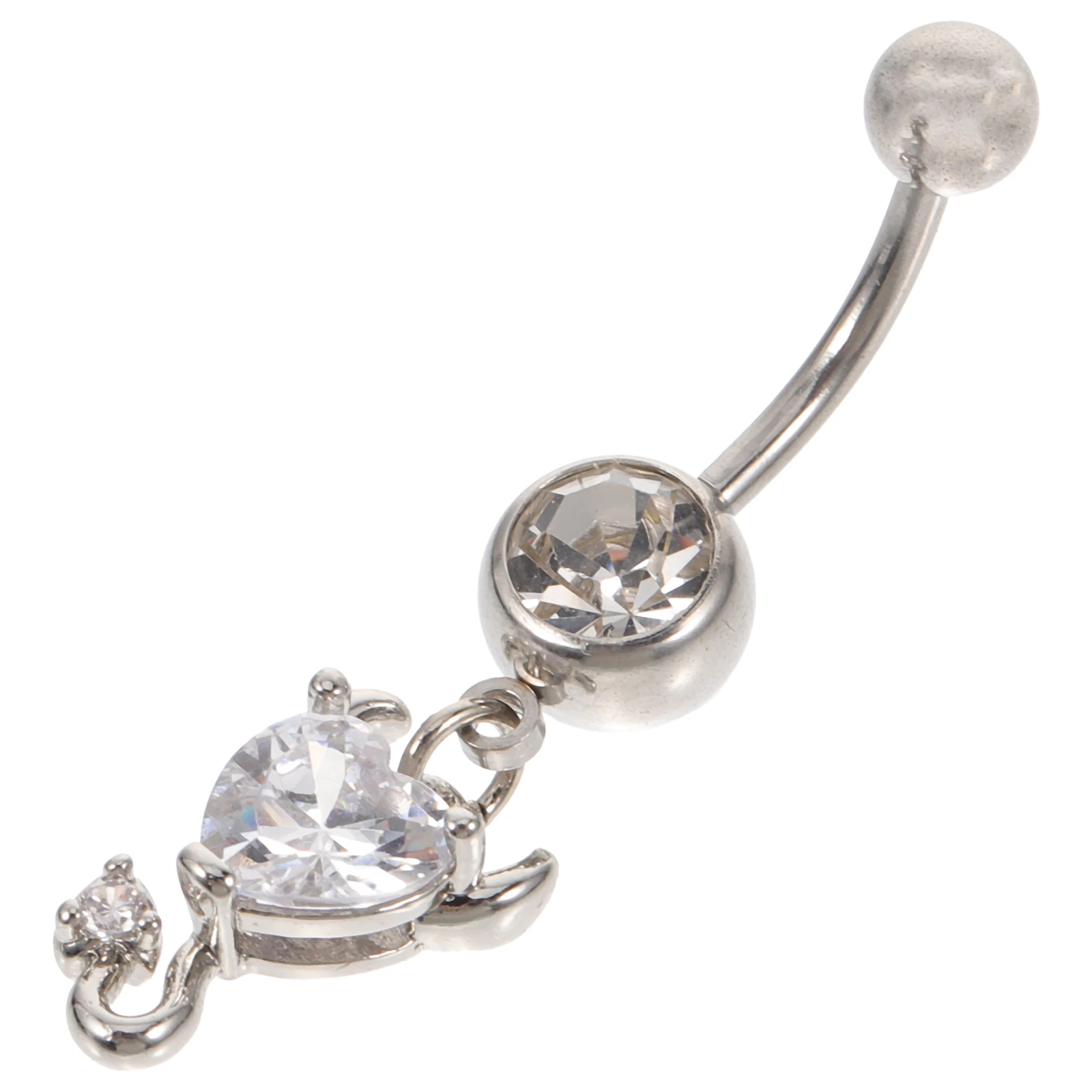 Anello per ombelico a forma di cuore Anelli per gioielli penetranti per ombelico Perforazione pendente per ombelico